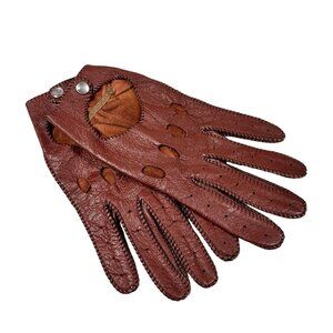 VTG Gates Mens Brown Leather Driving Gloves SZ M Preppy Heritage Old Money